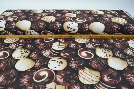 Cotton Canvas Fabric Digitally Printed Chocolate