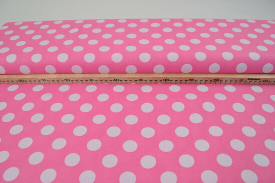 Cotton Printed Dots 2 cm Pink