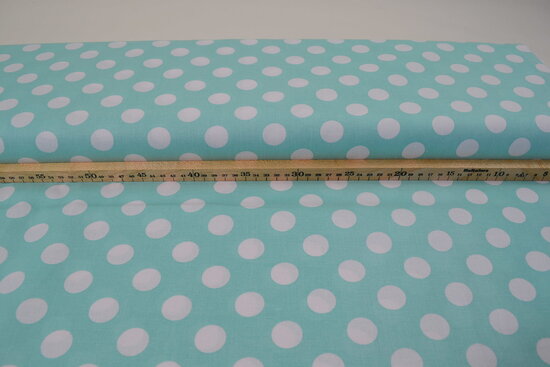 Cotton Printed Dots 2 cm Mint