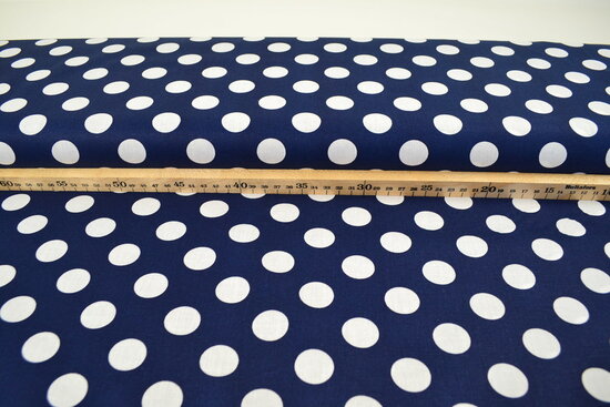 Cotton Printed Dots 2 cm Dark Blue