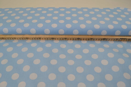 Cotton Printed Dots 2 cm Light Blue