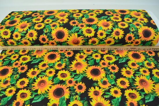 Cotton Canvas Fabric Digitally Printed Sunflower