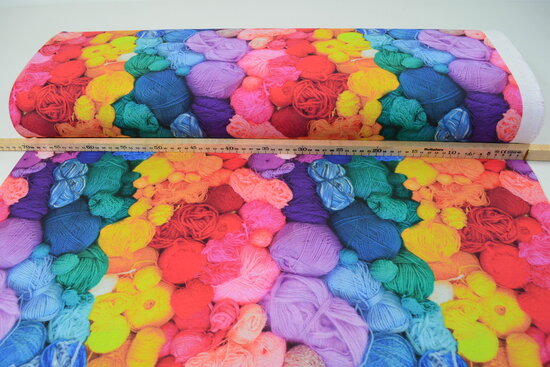 Cotton Canvas Fabric Digitally Printed Balls of wool