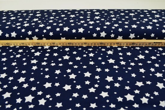 Cotton Printed stars dark blue