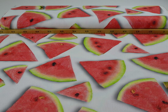 Cotton Canvas Fabric Digitally Printed Watermelons