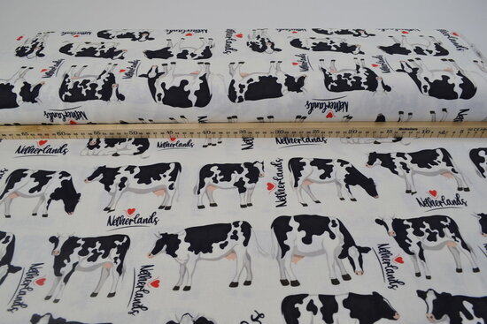 Cotton Canvas Fabric Digitally Printed Cows