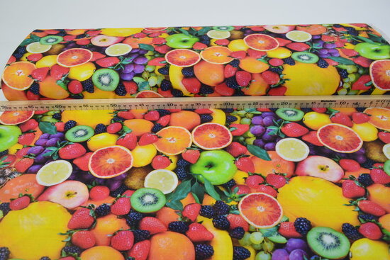 Cotton Canvas Fabric Digitally Printed Fruit